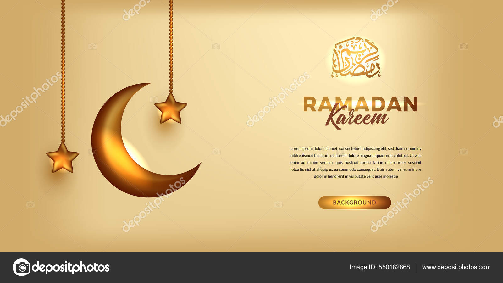 the golden crescent moon, Ramadan Kareem celebration with golden