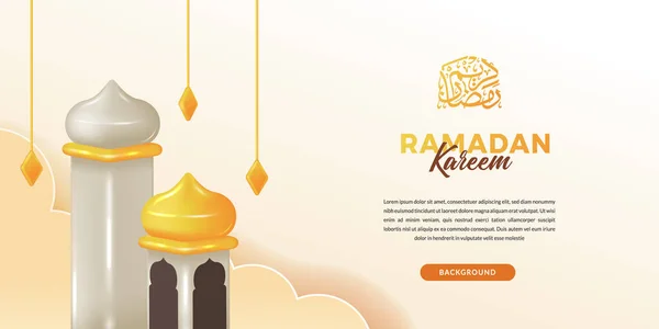 Ramadan Kareem Met Schattige Zoete Moskee Toren Voor Islamitisch Evenement — Stockvector