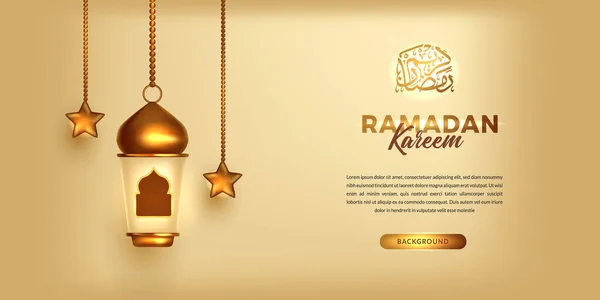 Luxe Ramadan Mubarak Kareem Banner Met Gouden Fanoos Fanatieke Arabische — Stockvector