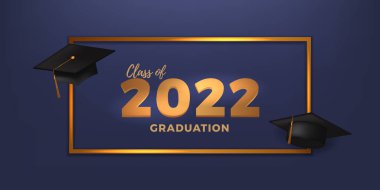 2022 mezuniyet partisi afişi. Kolaj üniversitesi mezunlarını tebrik etmek için.