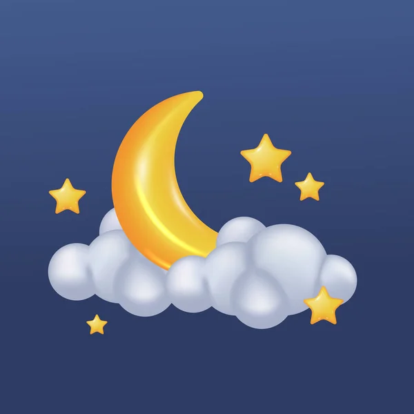 Kawaii Crescent Moon And Cloud Line Art - Desenhos Kawaii Para