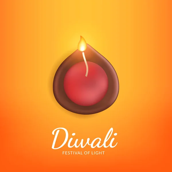 Diwali Festival Des Lichts Gruß Dekoration Mit Realistische Öllampe Mit — Stockvektor