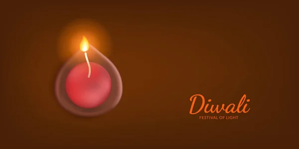 Öllampe Kerze Realistische Illustration Für Diwali Fest Des Lichts Hinduismus — Stockvektor