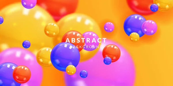 Abstrakter Hintergrund Mit Dynamischem Hochglanz Realistisch Bunte Kreative Kugeln Ball — Stockvektor