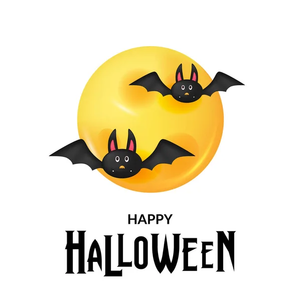 Happy Halloween Party Festival Cute Moon Bat Illustration — Image vectorielle