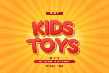 Çocuklar oyuncak çocuk yuvası bebek düzenlenebilir metin efekti. vektör dosyası