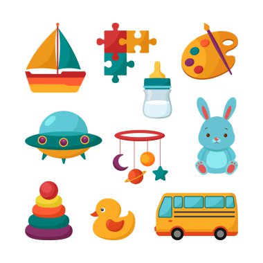 farklı parlak renkli bebek oyuncakları ve çalışma ve nesne öğesi çalmak için element