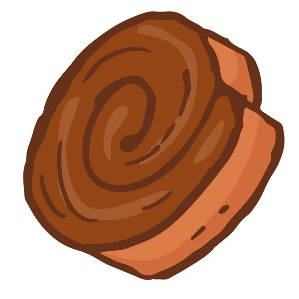 Handritade Doodle Choklad Rulle Tårta Bröd Bageri Konditorivaror Mat — Stock vektor