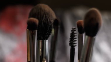 Güzellik, yüz ve kozmetik için makyaj fırçası ve profesyonel fırça seti