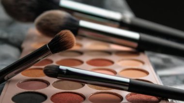 beyaz arkaplanda makyaj fırçaları ve fırçalar