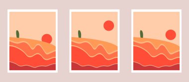 Kum temalı soyut set, arkaplan, çöl, kum, güneş vs.