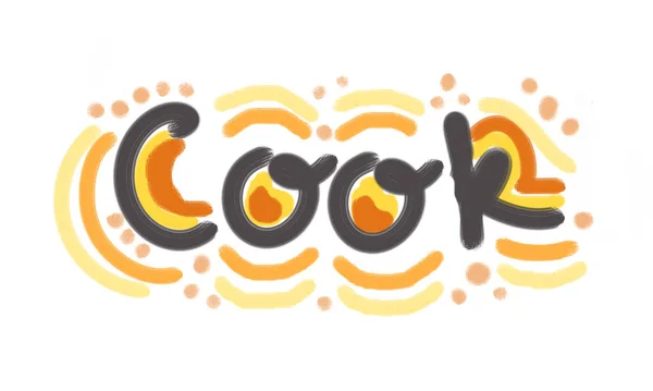 Handwriting Cook Word Orange Yellow Color — стоковый вектор