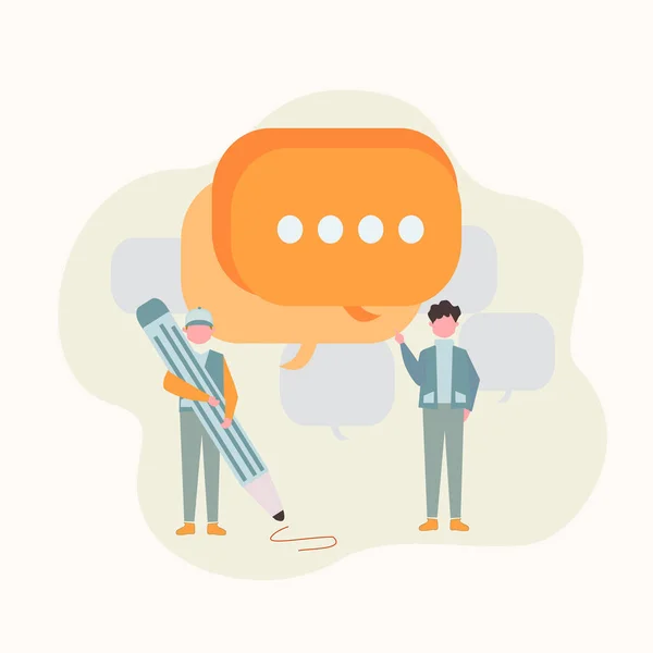 Feedback Illustration Two People Comment Support — Vector de stock