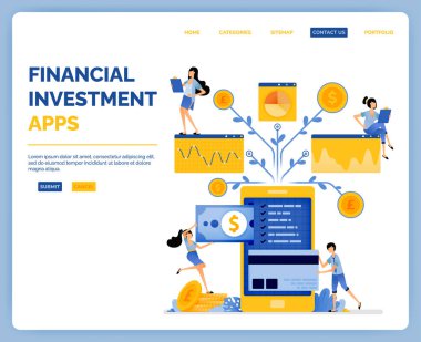 Kredilerden, ödemelerden ve yatırım hareketlerinin analizinden finansal ihtiyaçlar için uygulamaların tasarımı. İniş sayfası, web, web sitesi, mobil uygulamalar, poster, broşür, ui ux