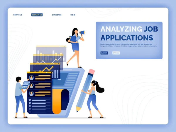 Vector Illustration Analyze Research Job Applicants Form Vacancy Submitted Job — Stock Vector