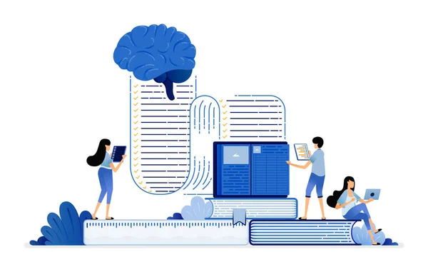 Иллюстрация Искусственного Интеллекта Технологий Машинного Обучения Помочь Будущему Образованию Обучению — стоковый вектор