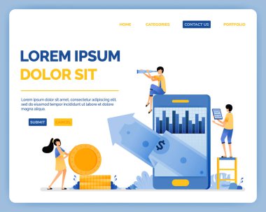 Portföydeki yatırımların değerindeki artışın analizi ve borsadaki kârın iyileştirilmesi. İniş sayfası, web, web sitesi, mobil uygulamalar, poster, broşür, ui ux