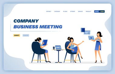 Kanepede rahatça oturan ve şirket toplantısında sorunları çözen bir kadının vektör çizimi. Tasarım web sitesi, poster, el ilanı, uygulamalar, reklamcılık, promosyon, pazarlama için kullanılabilir