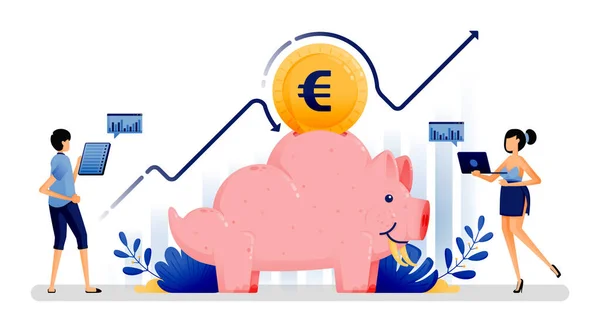 Vector Illustration Big Decisions Finances Investing Money Earn Increased Profits — Vetor de Stock