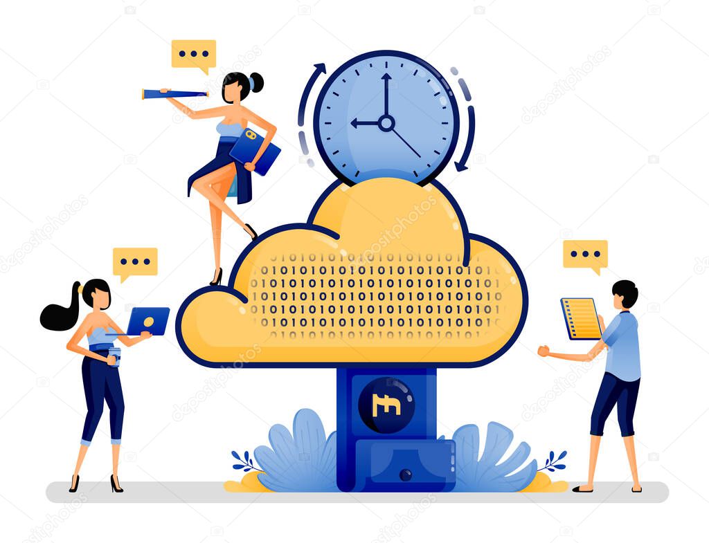 vector illustration of cloud computing service costs are cheaper and more efficient than other providers. cloud service payment due warning for easy access. Designed for website, web, apps, poster