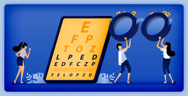 Ilustración Salud Óptica Estudiantes Oftalmología Que Diagnostican Trastornos Oculares Pacientes — Vector de stock