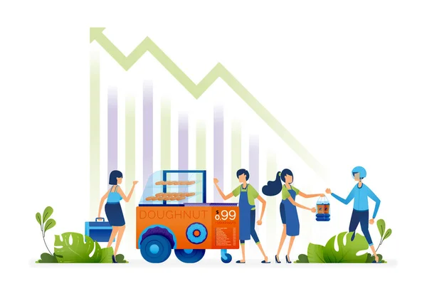 Business Illustration Support Rise Small Medium Entrepreneurs Roadside Home Based — Stock Vector