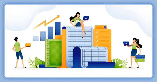 Illustration Der Verwaltung Eines Ordners Für Das Finanzarchiv Eines Unternehmens — Stockvektor