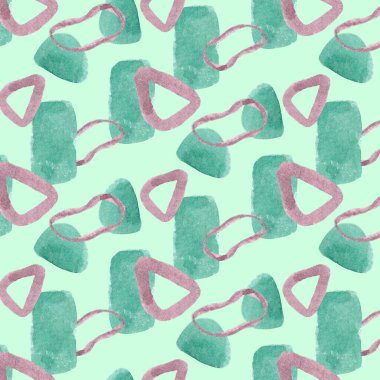 El çizimi suluboya, soyut elementlerin yanında kusursuz desen.