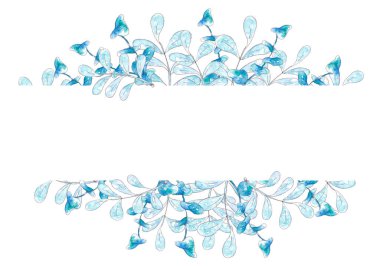 Hand drawn watercolor floral frame with winter plant. Botanic illustration.