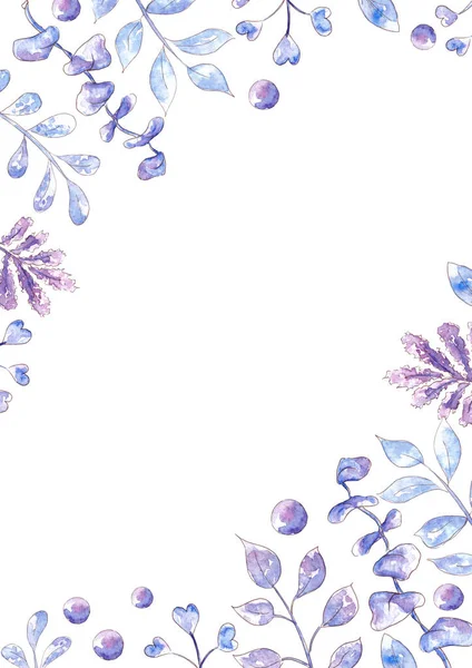 Цветочная рамка ручной работы с зимним растением. Ботаническая иллюстрация. — стоковое фото