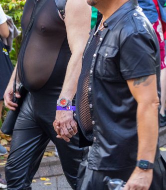 CRAWLEY, WEST SUSSEX UK - AUGUST 20 2022:People at Crawley pride parade 2022