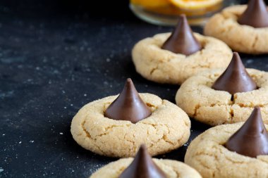 homemade cookies on dark background. Homemade cookies with chocolate filing 