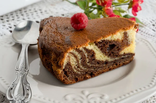 Peace of delicious homemade marble pound cake — Stock Photo, Image