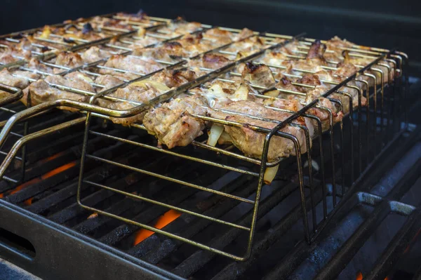 Viande Grillée Fraîche Délicieuse Faire Griller Les Steaks Sur Gril — Photo