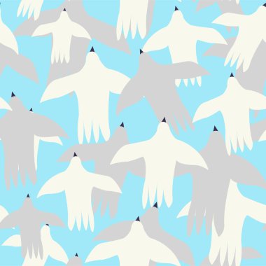 Kuşlar ve gökyüzü ile kusursuz vektör deseni, her amaç için harika tasarım. Soyut sanat vektörü. Gökyüzü arkaplanı. 