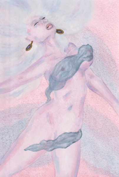 Абстрактная Акварельная Живопись Иллюстрация Красивой Женщины Богини Любви Венеры Сдающейся — стоковое фото