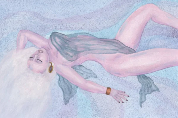 Güzel bir kadının, Aşk Tanrıçası 'nın, Venüs' ün, aşka ve hayatın kendisine teslim oluşunun soyut suluboya çizimi. Bu harika görüntü, benim kendi yarattığım 