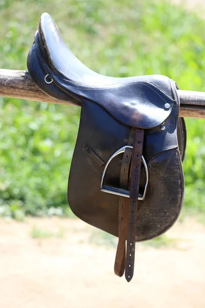 Close Sport Horse Saddle Old Quality Leather Saddle Ready Show — Stock Photo, Image