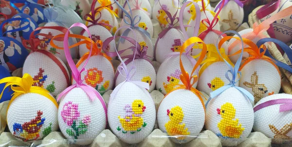 Budapest Hungary Feb 2022 Group Colorful Decorative Ornamental Handmade Easter — Stock Photo, Image