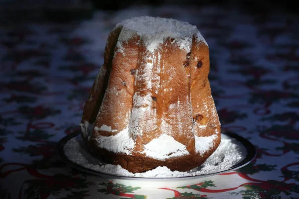 Hagyományos Olasz Panettone Desszert Karácsonyra Házi Készítésű Panettone Közelkép Gyönyörű — Stock Fotó