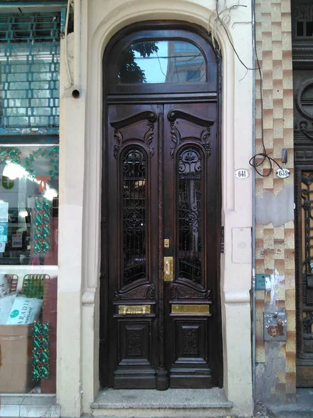 Design Doors Neoclassical Buildings City Center Buenos Aires Argentina High — Stock Photo, Image