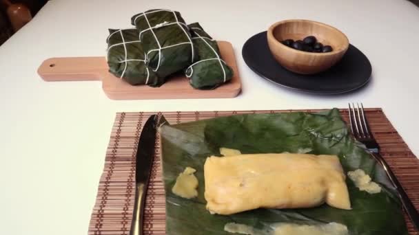 Hallaca Table Traditional Dish Venezuelan Christmas — Stock Video
