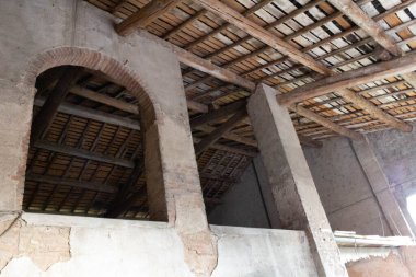 Internal details of an old working shed for agriculture, Italy