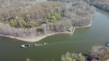 Sunken ships of the second world war in the river Po, Gualtieri, Italy