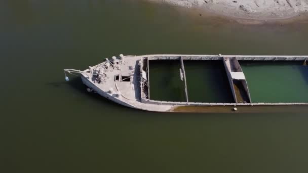 Második Világháború Elsüllyedt Hajói Folyóban Gualtieri Olaszország Kiváló Minőségű Fullhd — Stock videók