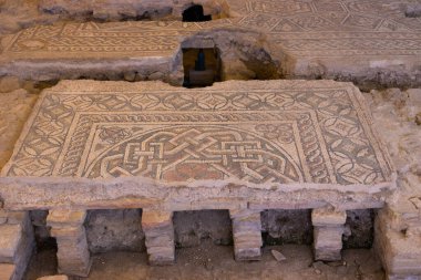 Archaeological excavation mosaics of a Roman house, Domus del Chirurgo. Rimini, Italy. High quality photo