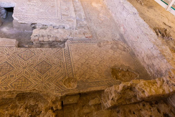 Archaeological excavation mosaics of a Roman house, Domus del Chirurgo. Rimini, Italy. High quality photo