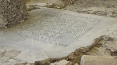 Archaeological excavation mosaics of a Roman house, Domus del Chirurgo. Rimini, Italy. High quality 4k footage