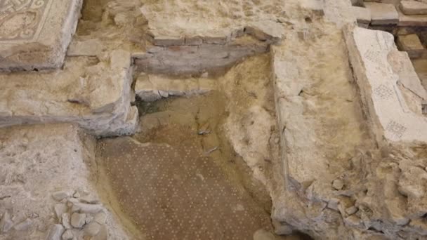 Αρχαιολογικά Ψηφιδωτά Ανασκαφών Ρωμαϊκού Σπιτιού Domus Del Chirurgo Ρίμινι Ιταλία — Αρχείο Βίντεο