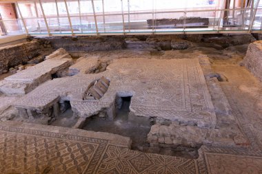 Archaeological excavation mosaics of a Roman house, Domus del Chirurgo. Rimini, Italy. High quality photo